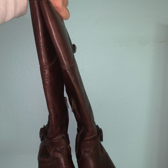 Frye Phillip Riding Dark Brown Leather Boots - Picture 2 of 8